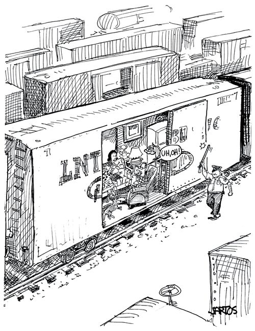Family living in a freight train.