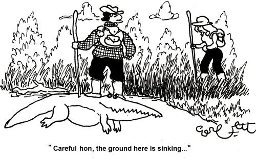 'Careful hon, the ground here is sinking...'
