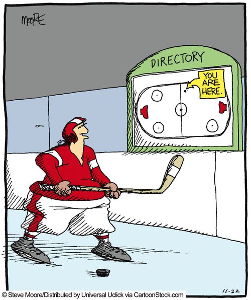Map for directions on a hockey rink.