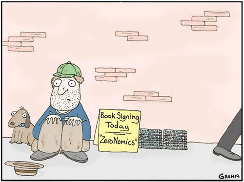 Homeless Comic - 'Book Signing today - 'Zeronomics''