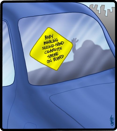 'Baby inhaling second-hand cigarette smoke on board,'