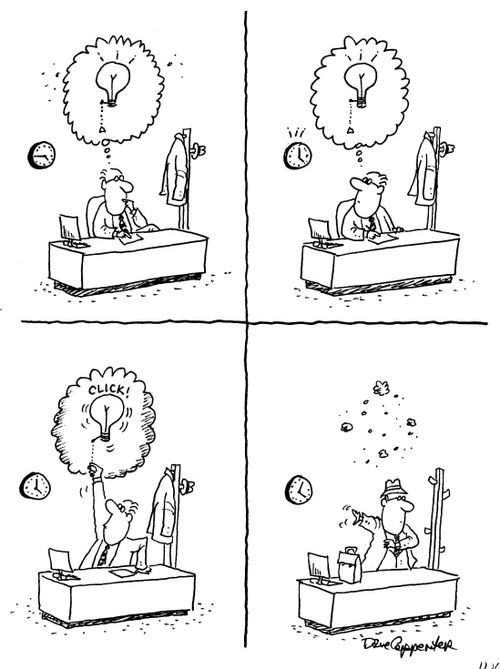 Turning off the thinking lightbulb at home time.