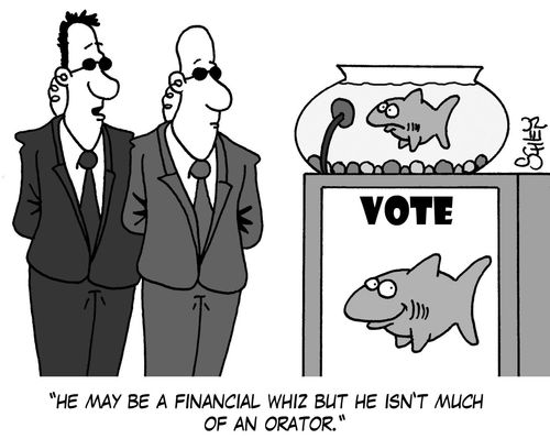 'He may be a financial whiz but he isn't much of an orator.'