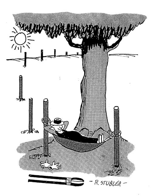 Tired Farmer resting under shade tree.