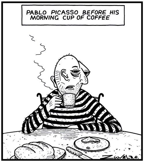 Pablo Picasso before his morning cup of coffee.