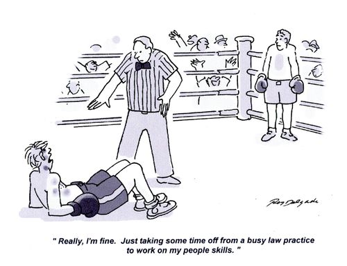 'Really, I'm fine. Just taking some time off from a busy law practice to work on my people skills.'