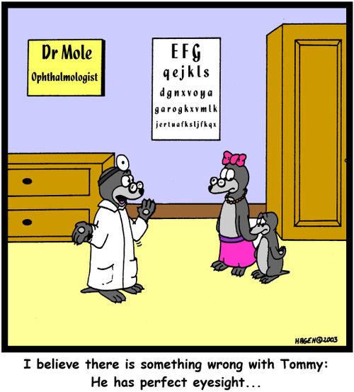 I believe there is something wrong with Tommy: He has perfect eyesight...