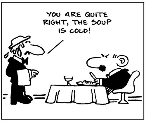 'You are quite right, the soup is cold!'