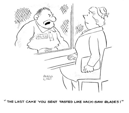 'The last cake you sent tasted like hack-saw blades!'
