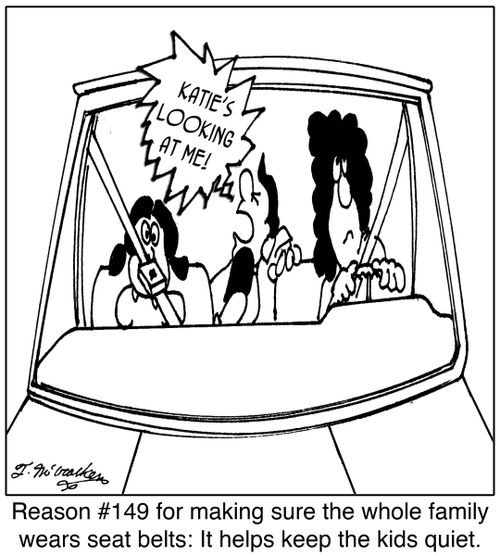 Reason #149 for making sure the whole family wears seat belts: It helps keep the kids quiet.