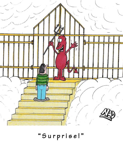 Surprise at the Pearly Gates.