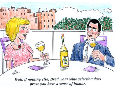 'Well, if nothing else, Brad, your wine selection does prove you have a sense of humor.'