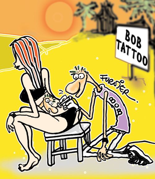 Tattooist doing self portraits.
