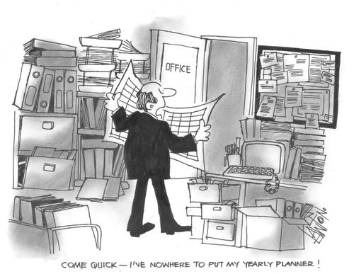 'Come quick ----- I've nowhere to put my yearly planner !'