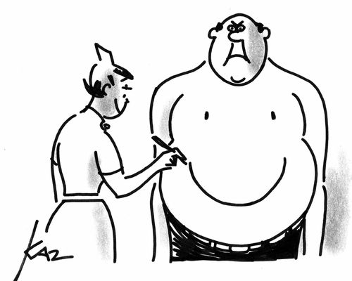 Nurse drawing a smiley face onto a man's stomach.