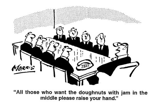 "All those who want the doughnuts with jam in the middle please raise your hand."