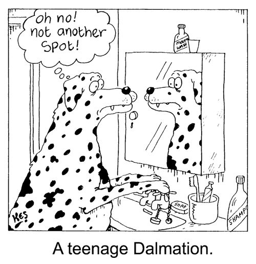 'A teenage Dalmation' 'Oh no! Not another spot!'