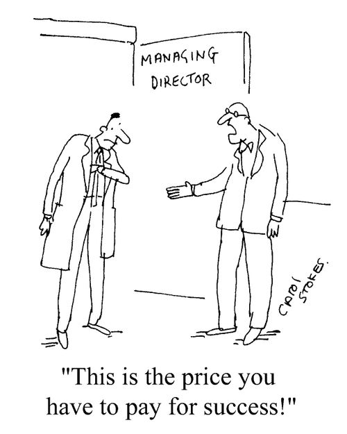 Man reaching in pocket - "This is the price you have to pay for success."