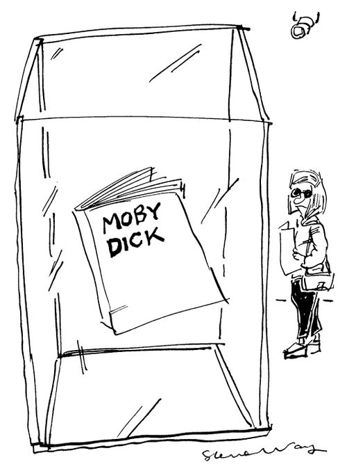 The book 'Moby Dick' on show encased in a glass cabinet