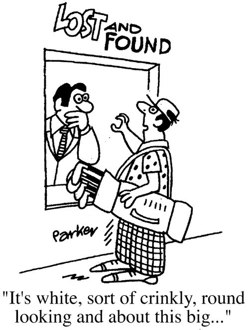 "It's white, sort of crinkly, round looking and about this big..."