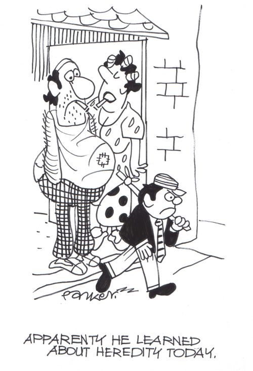 'Apparently he learned about heredity today.'