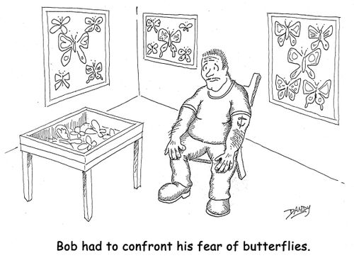 Bob had to confront his fear of butterflies.