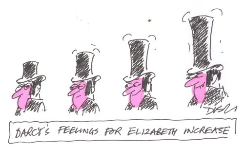 Darcy's feelings for Elizabeth increase.