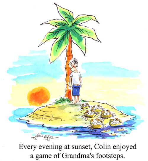 Every evening at sunset, Colin enjoyed a game of Grandma's footsteps.