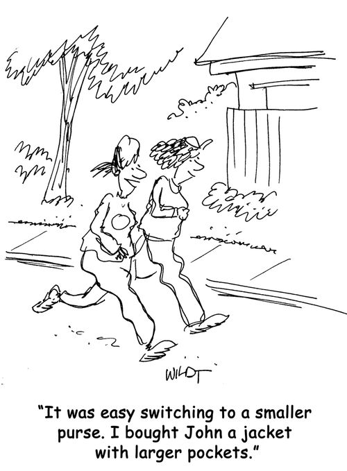 "It was easy switching to a smaller purse. I bought John a jacket with larger pockets."