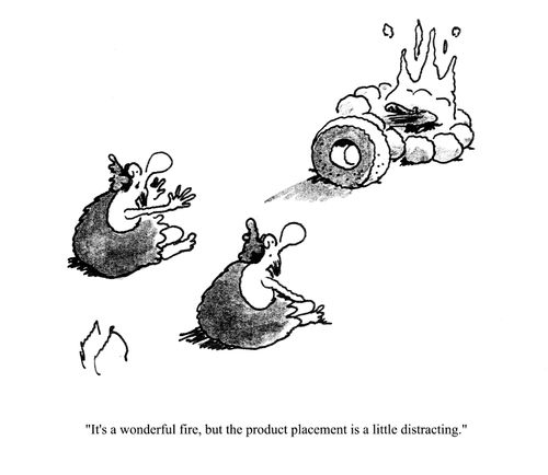 'It's a wonderful fire, but the product placement is a little distracting.'