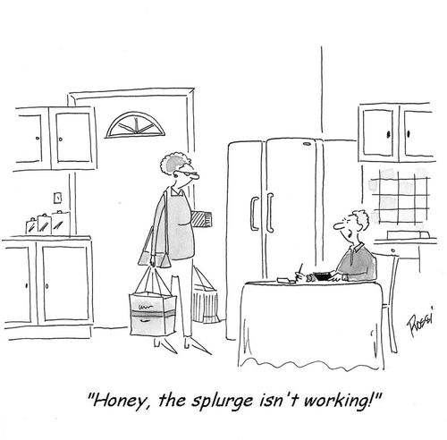 'Honey, the splurge isn't working!'