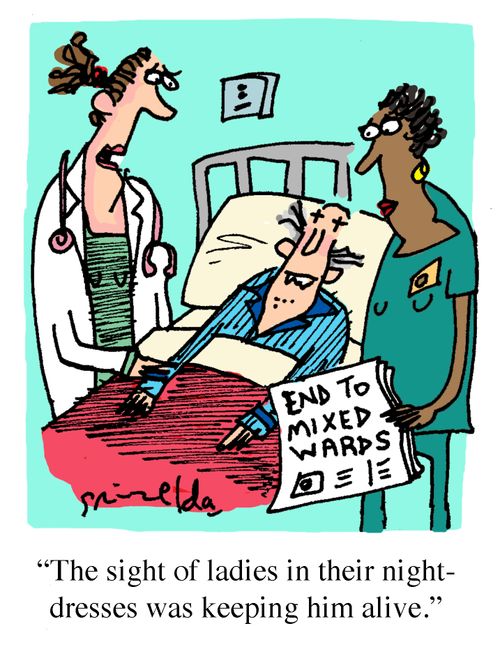 End to mixed wards - 'The sight of ladies in their nightdresses was keeping him alive.'