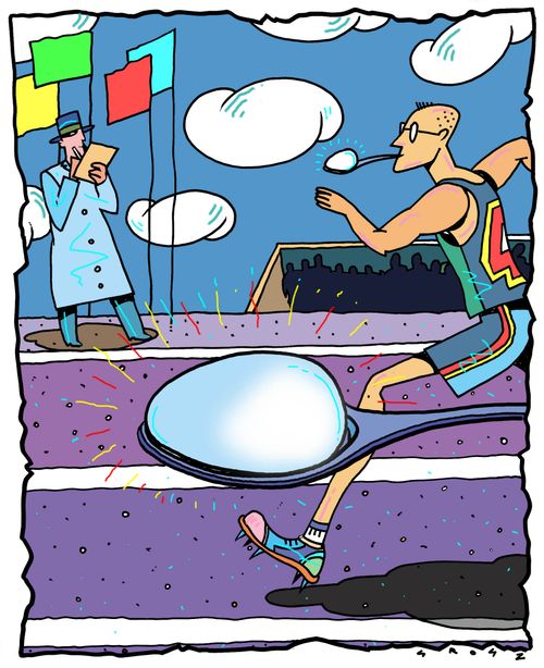 Egg and spoon race.