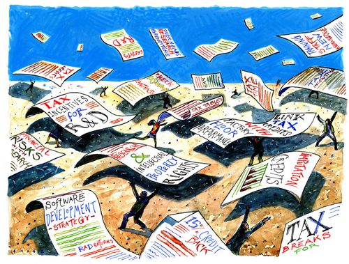People being buried under enormous falling tax credit forms.