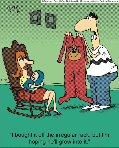 'I bought it off the irregular rack, but I'm hoping he'll grow into it.'