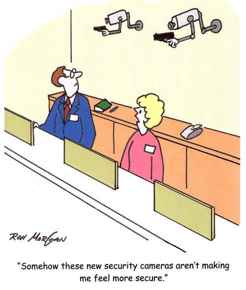 'Somehow these new security cameras aren't making me feel more secure.'