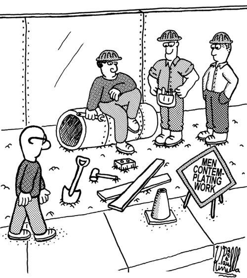 Men Contemplating Work (construction workers).