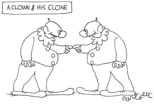 A clown & his clone.
