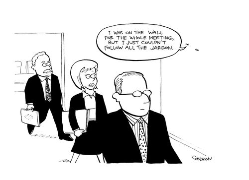 'I was on the wall for the whole meeting, but I just couldn't follow all the jargon.'