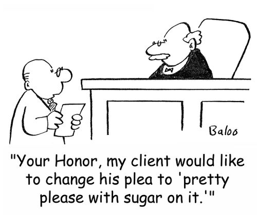 'You Honor, my client would like to change his plea to 'pretty please with sugar on it.''