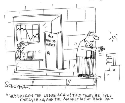 He's back on the ledge again! He sold everything, and the market went 'back up.'