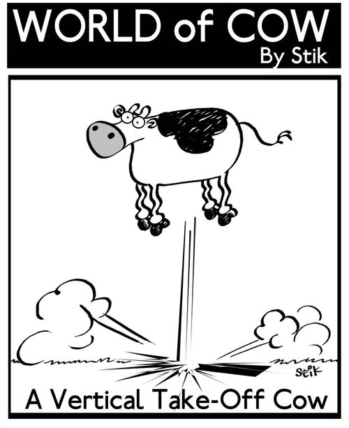 'A Vertical Take-off Cow'.