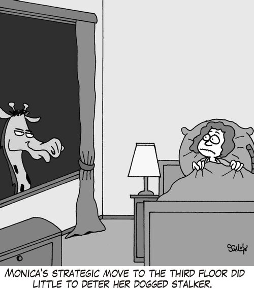 Monica's strategic move to the third floor did little to deter her dogged stalker.