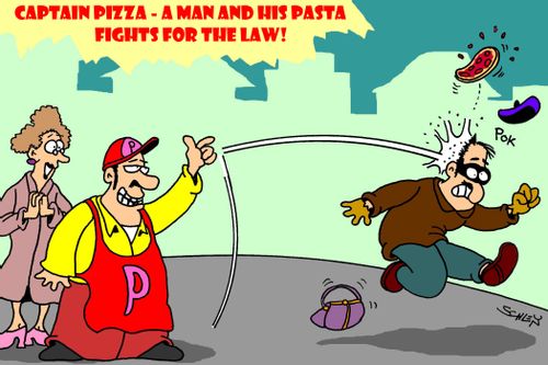 Captain Pizza - a man and his pasta fights for the law!