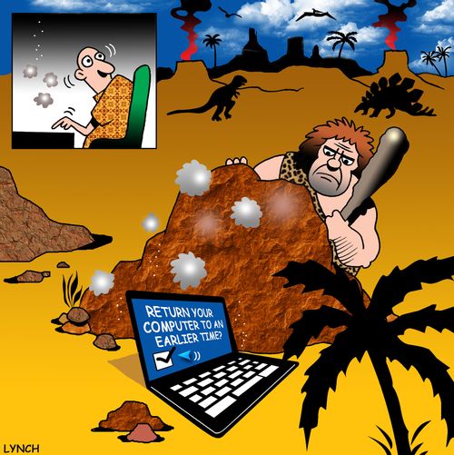 Man imagining. . .'Return Your Computer To An Earlier Time.'