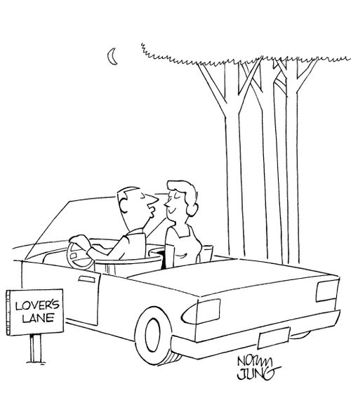 Playboy has rigged his car with a loveseat