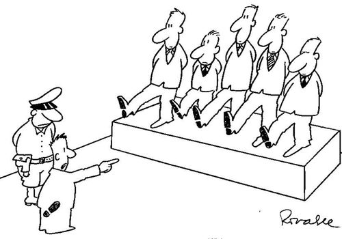 Line-up for a person's shoe print.