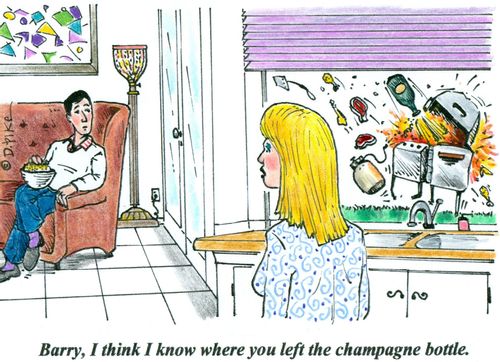 'Barry, I think I know where you left the champagne bottle.'