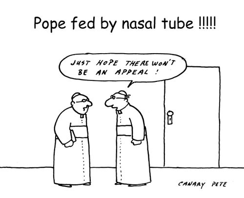 Pope fed by nasal tub.