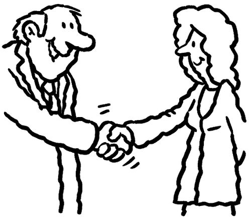 Shaking hands.